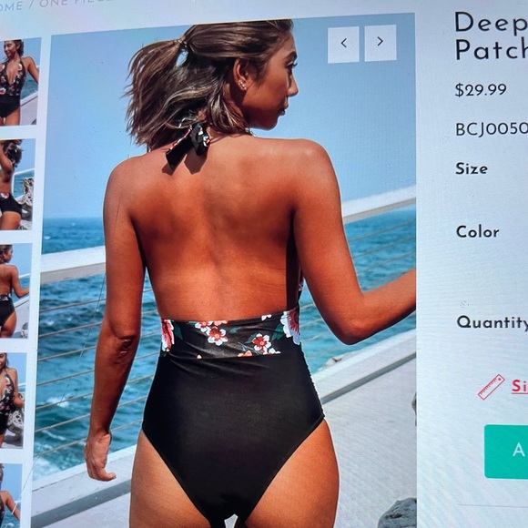 Beachsissi deep v neck flower print 1 pc. - Picture 2 of 3